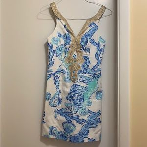 White, gold and blue Lilly Pulitzer dress